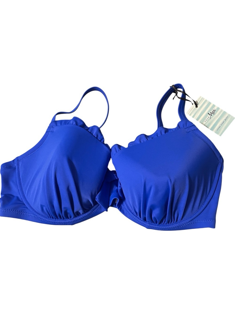 Pour Moi Blue Ruffle Trim Underwire Bikini Top